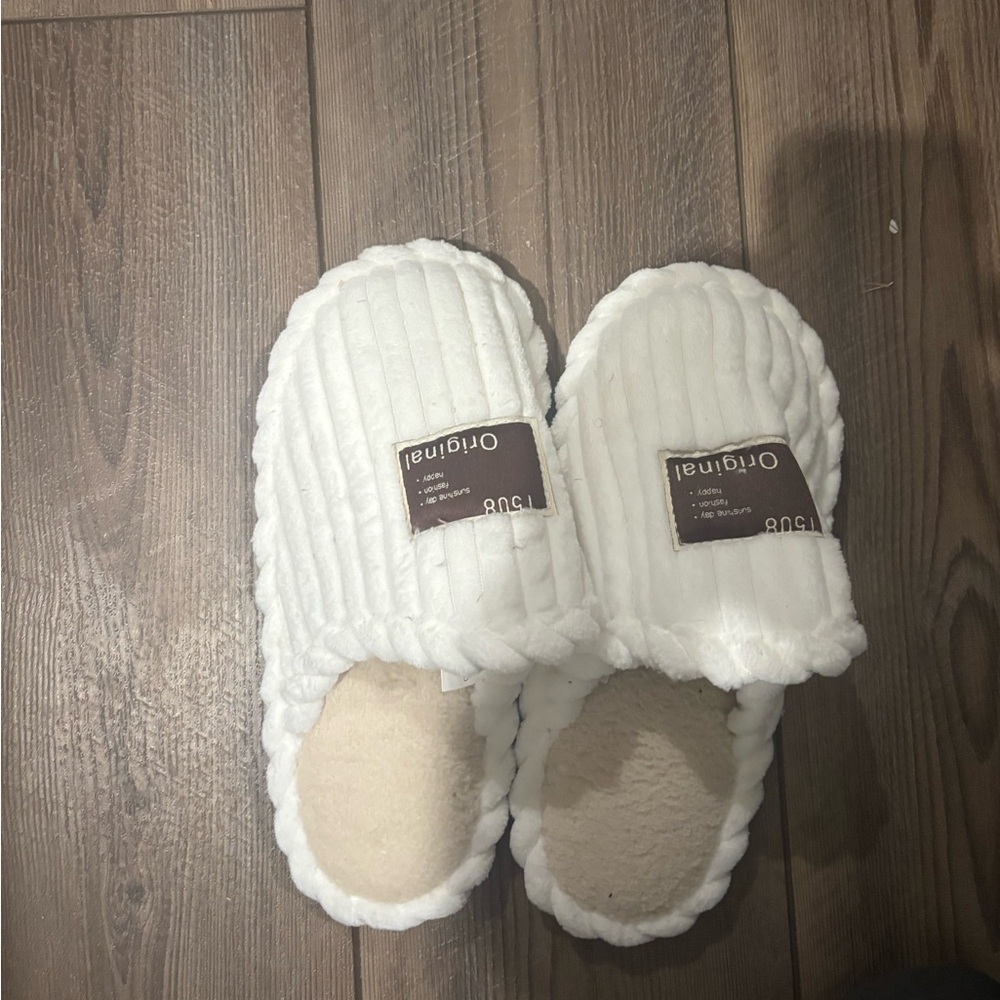 White Fuzzy Slippers